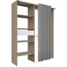 Dressing avec rideau - GARY - Décor Chene - L143,5 x P47,9 x H201,9 c
