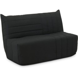 Banquette BZ - 2 places - Tissu Anthracite - 143 x 106 x 92 cm - Matel