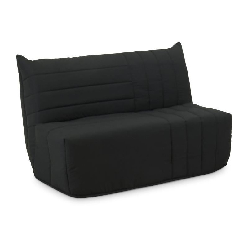 Banquette BZ - 2 places - Tissu Anthracite - 143 x 106 x 92 cm - Matel