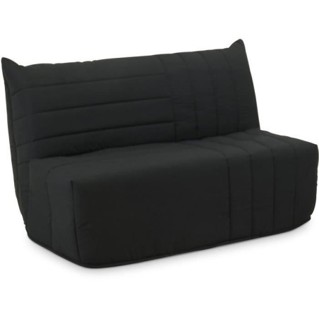 Banquette BZ - 2 places - Tissu Anthracite - 143 x 106 x 92 cm - Matel