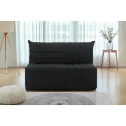 Banquette BZ - 2 places - Tissu Anthracite - 143 x 106 x 92 cm - Matel