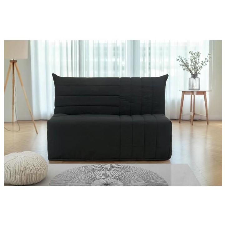 Banquette BZ - 2 places - Tissu Anthracite - 143 x 106 x 92 cm - Matelas BULTEX - BECCI Banquette BZ - 2 places - Tissu Anthracite - 143 x 106 x 92 cm - Matelas BULTEX - BECCI