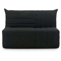 Banquette BZ - 2 places - Tissu Anthracite - 143 x 106 x 92 cm - Matel