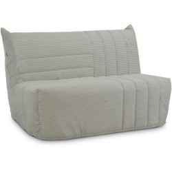 Banquette BZ 2 places BECCI - Velours côtelé Beige - Matelas Bultex