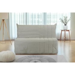 Banquette BZ 2 places BECCI - Velours côtelé Beige - Matelas Bultex