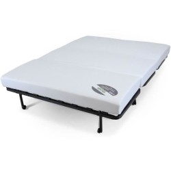 Banquette BZ 2 places BECCI - Velours côtelé Beige - Matelas Bultex