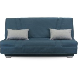 COMFORT BULTEX Banquette clic-clac - 3 places - Tissu bleu + Coussins