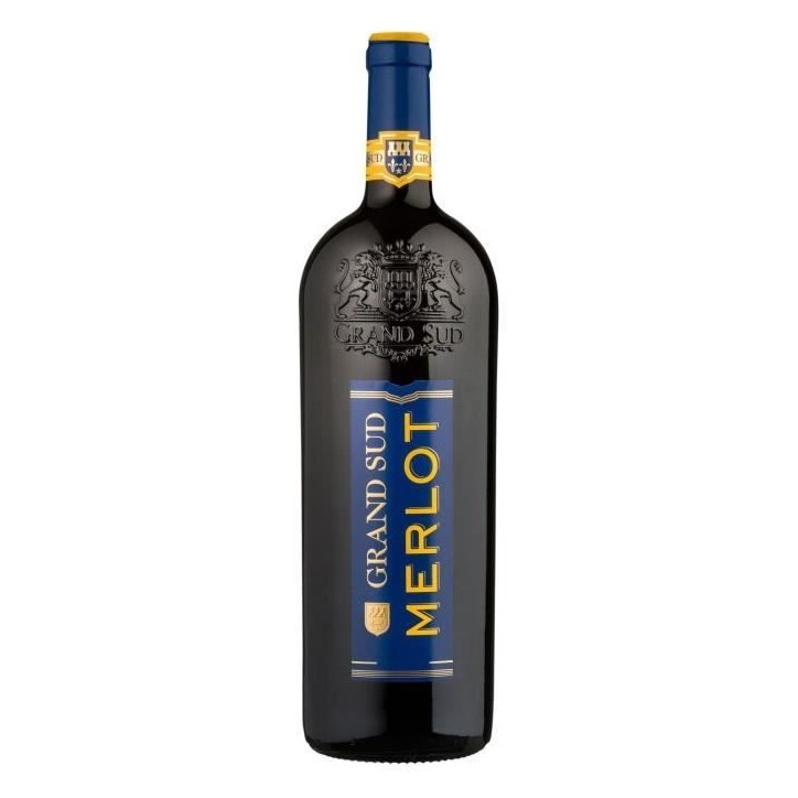 Grand Sud Merlot IGP Pays d'Oc - Vin rouge du Languedoc Roussillon - 1L 2023