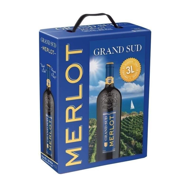 Grand Sud IGP Pays d'Oc Merlot - Vin rouge du Languedoc-Roussillon 202 Grand Sud IGP Pays d'Oc Merlot - Vin rouge du Languedoc-Roussillon 202