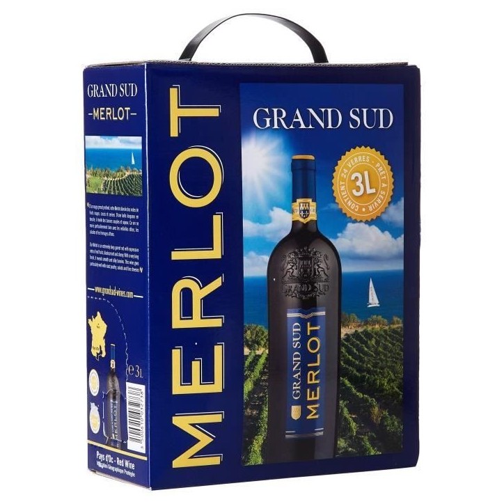 Grand Sud IGP Pays d'Oc Merlot - Vin rouge du Languedoc-Roussillon 2024