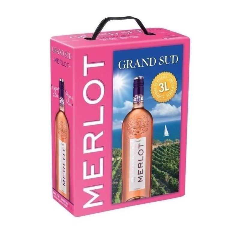 Grand Sud Merlot IGP Pays d'Oc - Vin rosé du Languedoc Roussillon - 3 Grand Sud Merlot IGP Pays d'Oc - Vin rosé du Languedoc Roussillon - 3
