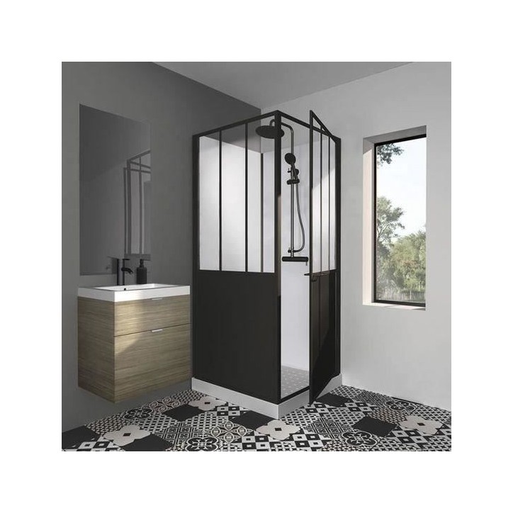 GELCO Cabine de douche 90x90x220 Style Industriel Noir GELCO Cabine de douche 90x90x220 Style Industriel Noir