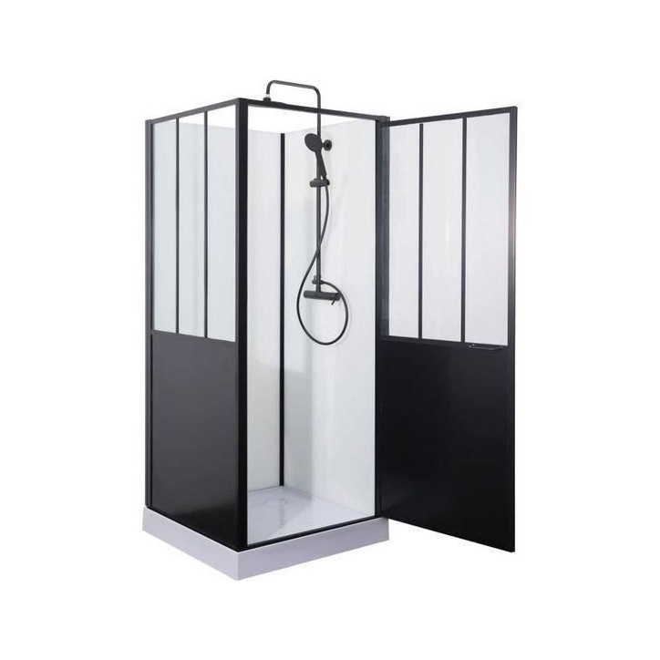 GELCO Cabine de douche 90x90x220 Style Industriel Noir GELCO Cabine de douche 90x90x220 Style Industriel Noir