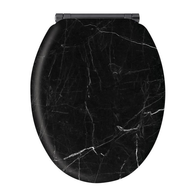 Abattant en marbre noir - MDF FSC - GELCO - Déclipsable - Charnieres