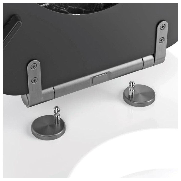 Abattant en marbre noir - MDF FSC - GELCO - Déclipsable - Charnieres en métal graphite brossé
