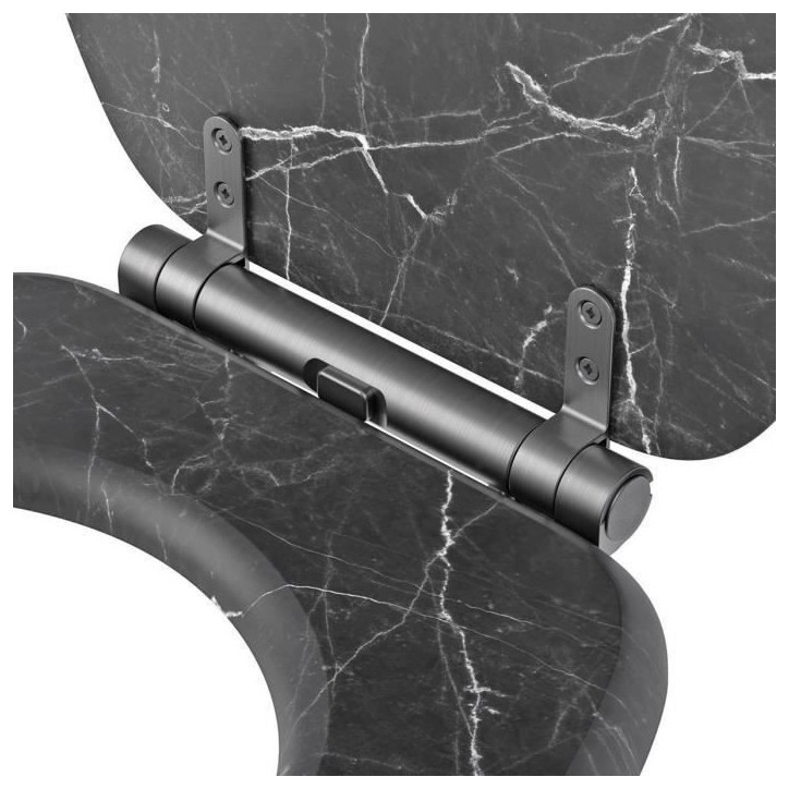 Abattant en marbre noir - MDF FSC - GELCO - Déclipsable - Charnieres en métal graphite brossé