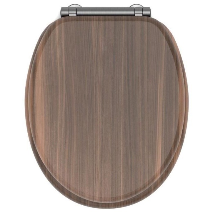 Abattant WC - GELCO - Walnut Noyer - MDF FSC - Frein de chute - Charnieres métal graphite brossé