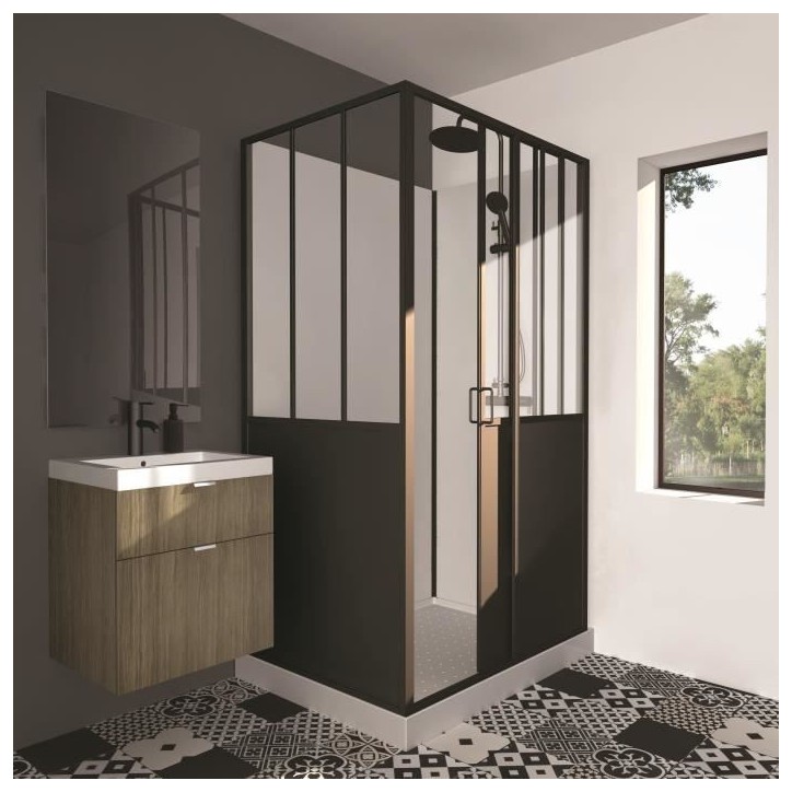 CABINE DE DOUCHE 90X120X220 STYLE INDUSTRIEL NOIR CABINE DE DOUCHE 90X120X220 STYLE INDUSTRIEL NOIR