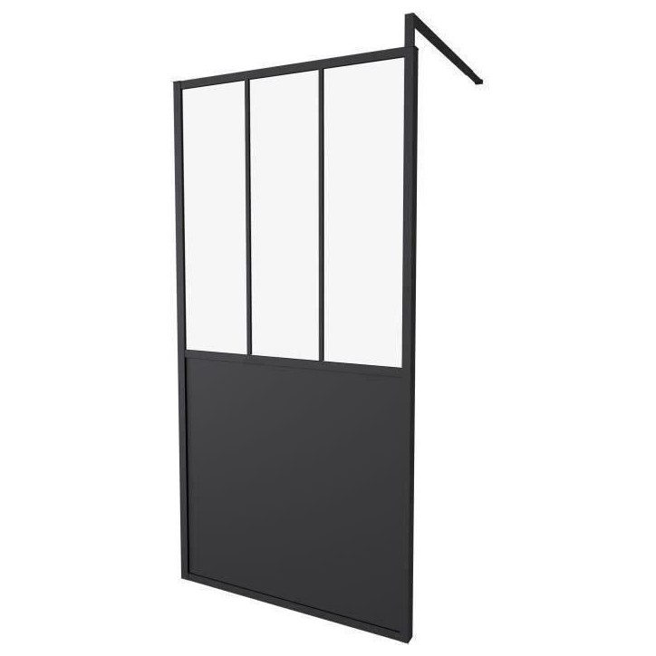 Paroi Fixe 100x200 Style Industriel Noir - Verre Transparent - Avec Cadre - Réversible - Réglable Paroi Fixe 100x200 Style Industriel Noir - Verre Transparent - Avec Cadre - Réversible - Réglable