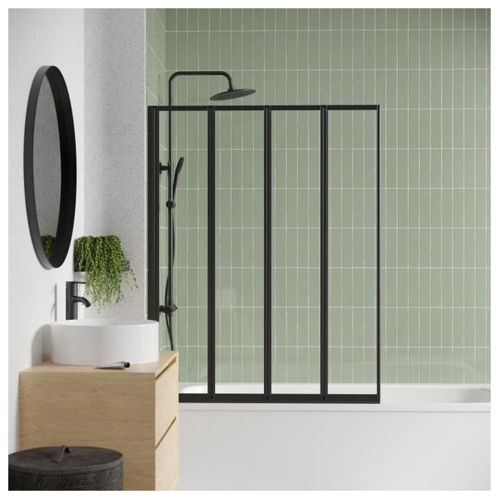Pare Baignoire 4 volets - GELCO - LEXIA Noir - 110 x 140