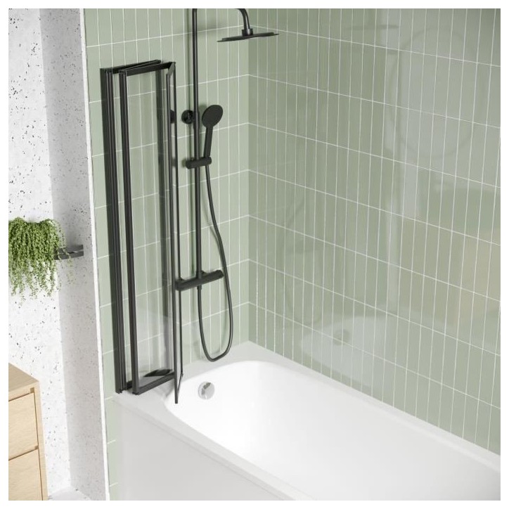 Pare Baignoire 4 volets - GELCO - LEXIA Noir - 110 x 140