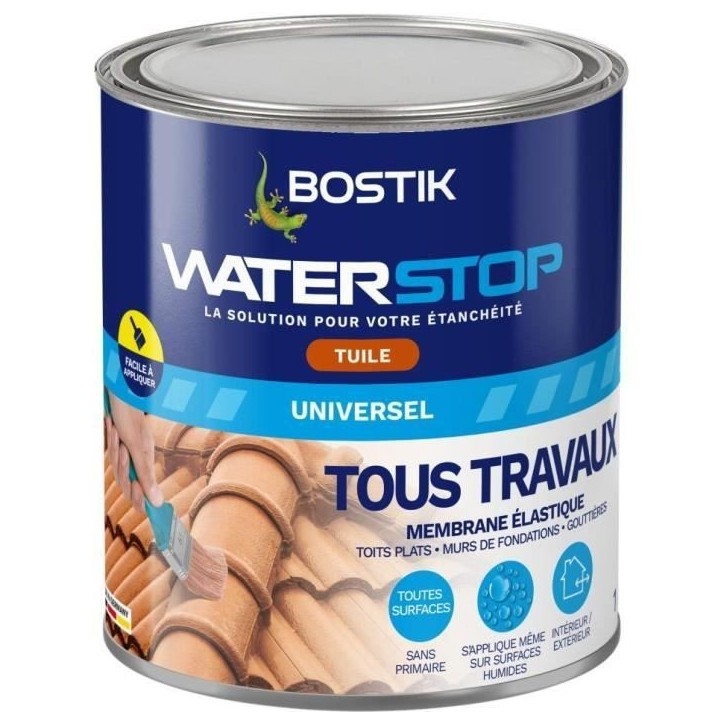Membrane d'étanchéité - BOSTIK - Waterstop - Réparation fuites - Pot 1 kg - Couleur tuile Membrane d'étanchéité - BOSTIK - Waterstop - Réparation fuites - Pot 1 kg - Couleur tuile