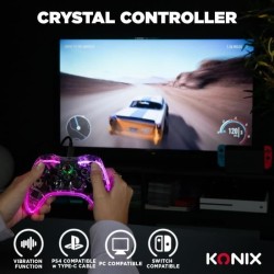 Konix - Manette sans fil Crystal Nintendo Switch, Switch OLED, PC et P