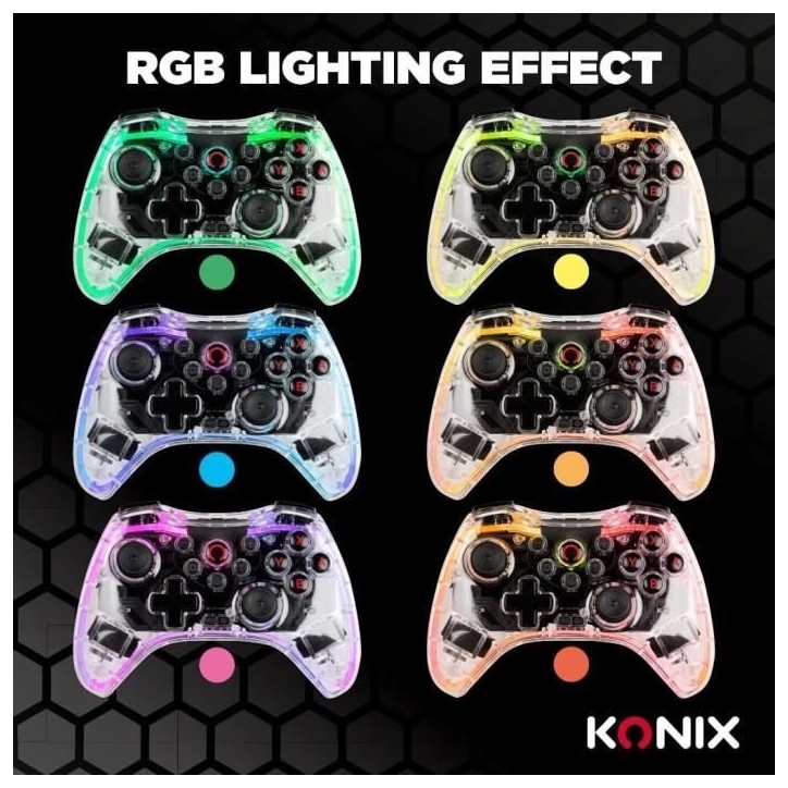 Konix - Manette sans fil Crystal Nintendo Switch, Switch OLED, PC et PS4 Konix - Manette sans fil Crystal Nintendo Switch, Switch OLED, PC et PS4