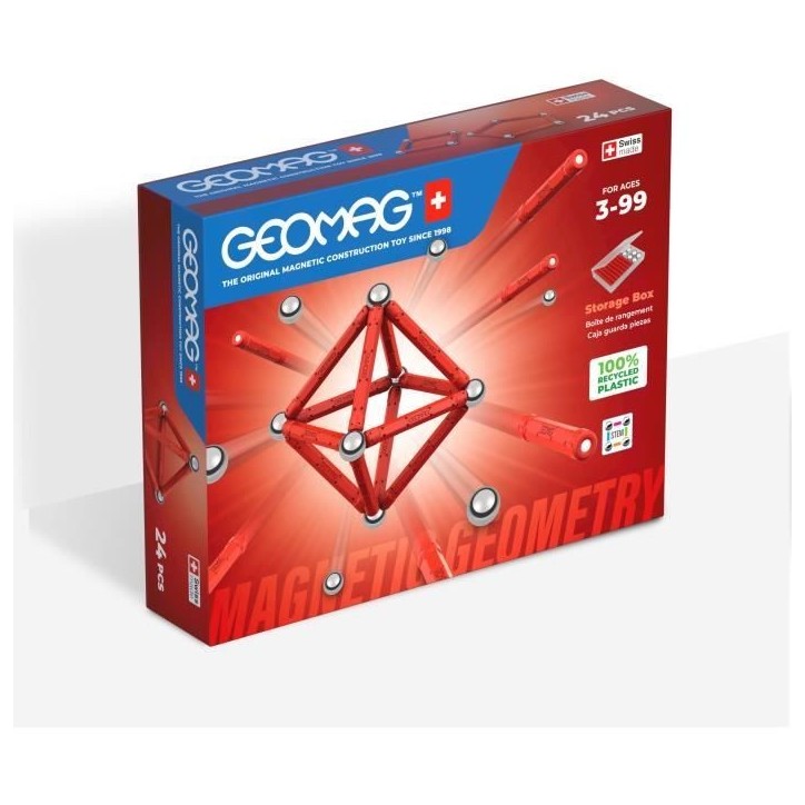 Jeu de construction magnétique - GEOMAG - Classic Recycled Magnetic Geometry 24 pieces - Géométrie - 3D - Éducatif