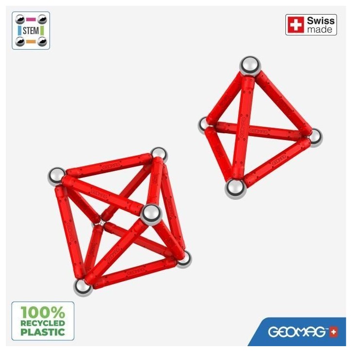 Jeu de construction magnétique - GEOMAG - Classic Recycled Magnetic Geometry 24 pieces - Géométrie - 3D - Éducatif