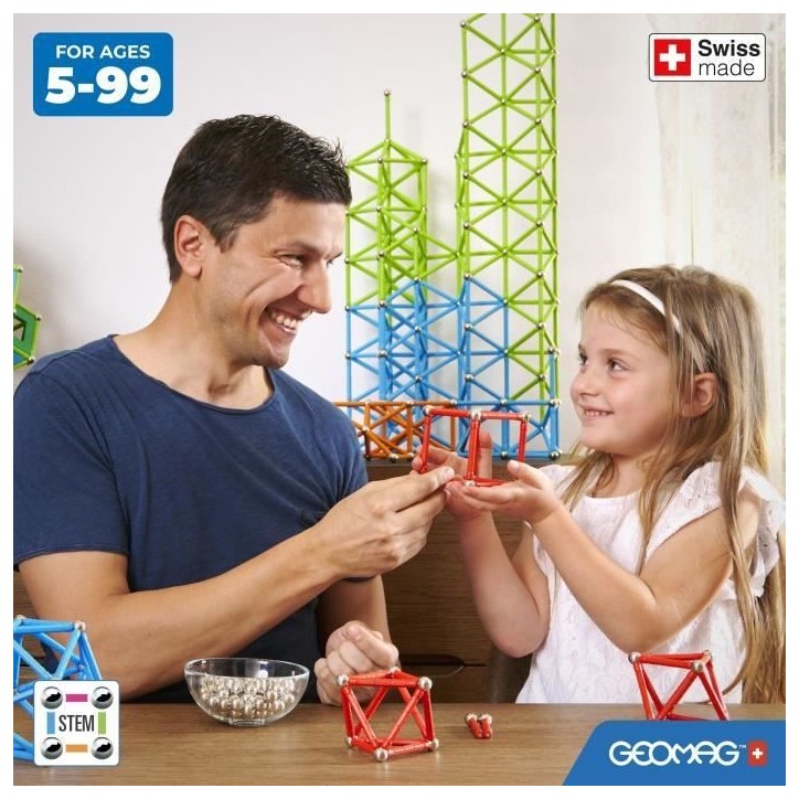 Jeu de construction magnétique - GEOMAG - Classic Recycled Magnetic Geometry 24 pieces - Géométrie - 3D - Éducatif