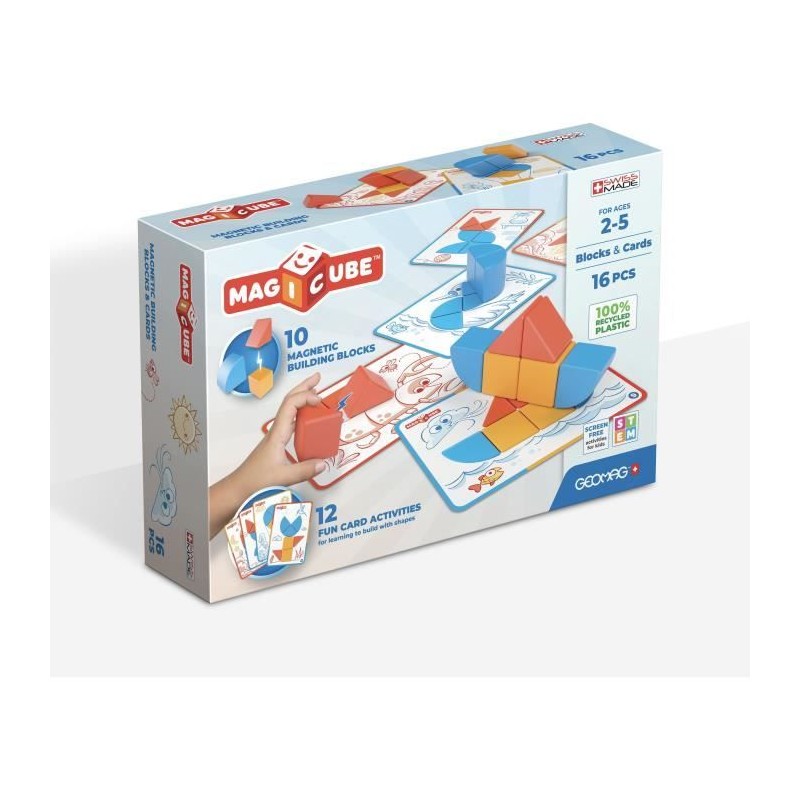Blocs magnétiques - GEOMAG - Magicube Blocks & Cards - 16 pieces - É