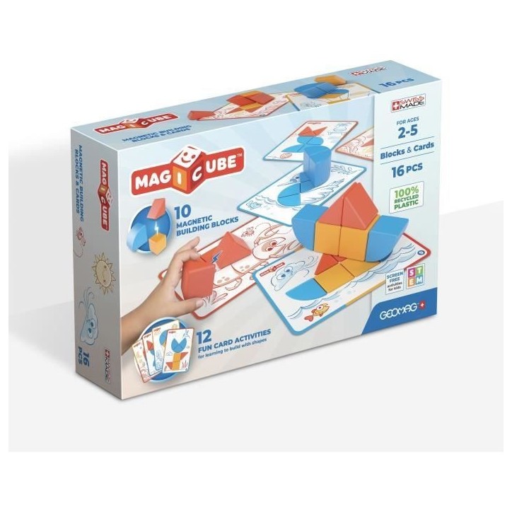 Blocs magnétiques - GEOMAG - Magicube Blocks & Cards - 16 pieces - Éducatif - Plastique recyclé Blocs magnétiques - GEOMAG - Magicube Blocks & Cards - 16 pieces - Éducatif - Plastique recyclé