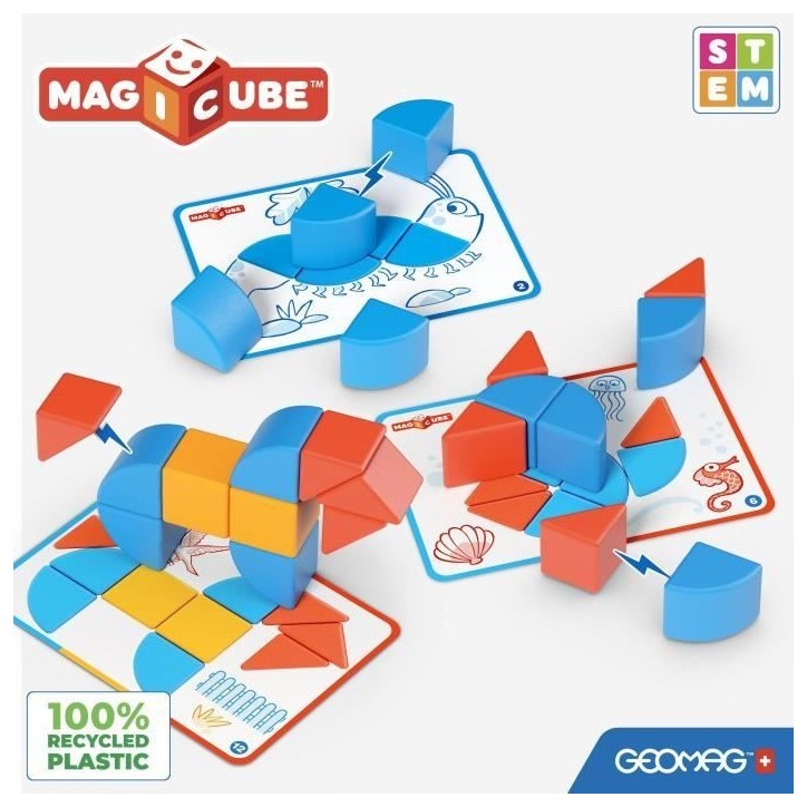 Blocs magnétiques - GEOMAG - Magicube Blocks & Cards - 16 pieces - Éducatif - Plastique recyclé Blocs magnétiques - GEOMAG - Magicube Blocks & Cards - 16 pieces - Éducatif - Plastique recyclé