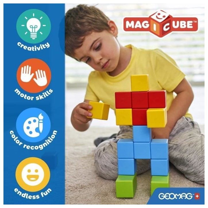 Blocs magnétiques - GEOMAG - Magicube Blocks & Cards - 16 pieces - Éducatif - Plastique recyclé Blocs magnétiques - GEOMAG - Magicube Blocks & Cards - 16 pieces - Éducatif - Plastique recyclé