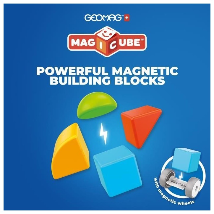 Blocs magnétiques - GEOMAG - Magicube 308 - 10 pieces - Formes variées - Véhicules - Plastique recyclé