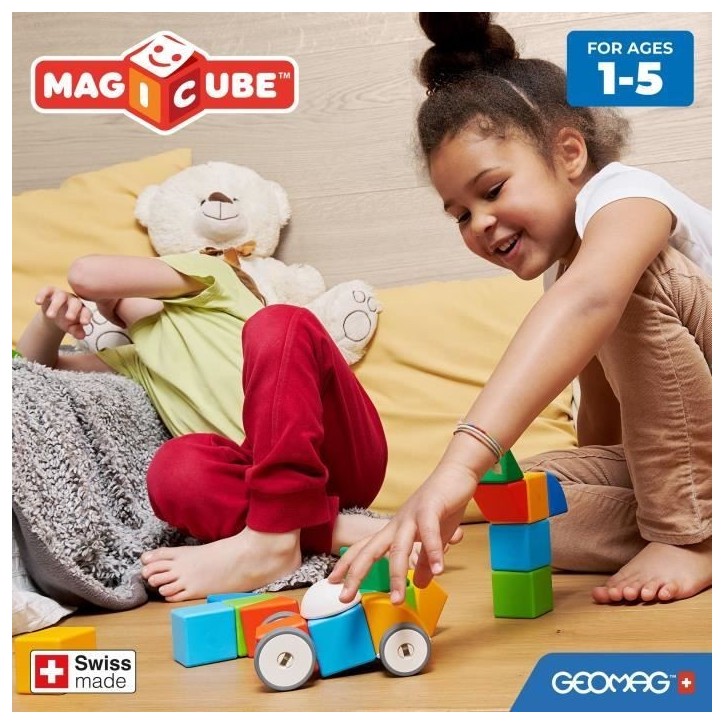Blocs magnétiques - GEOMAG - Magicube 308 - 10 pieces - Formes variées - Véhicules - Plastique recyclé