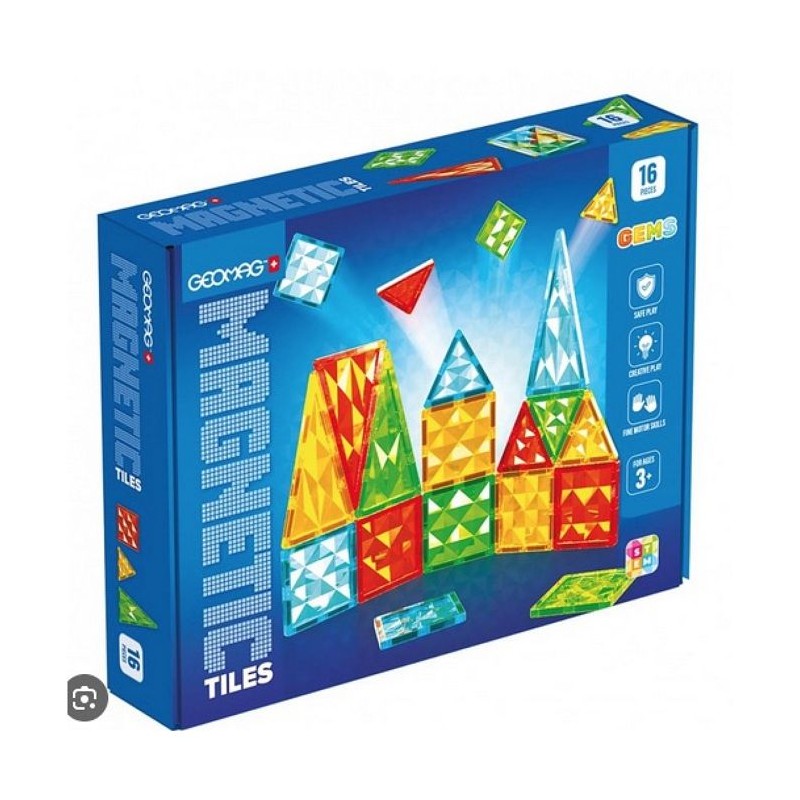 Tuiles magnétiques - GEOMAG - Tiles Gems 4100 - 16 pieces - Formes g Tuiles magnétiques - GEOMAG - Tiles Gems 4100 - 16 pieces - Formes g