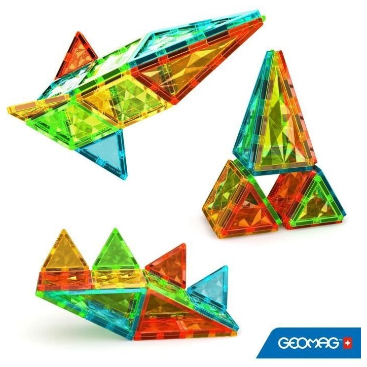 Tuiles magnétiques - GEOMAG - Tiles Gems 4100 - 16 pieces - Formes géométriques - Effet cristal