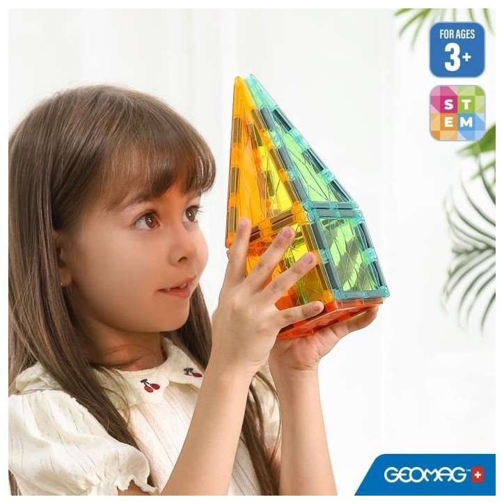 Tuiles magnétiques - GEOMAG - Tiles Gems 4100 - 16 pieces - Formes géométriques - Effet cristal
