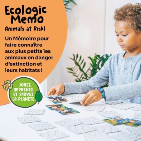 Jeux éducatifs - GEOMAG - Ecologic Memo Animals at Risk - Jeu de mémoire - Animaux en voie de disparition - Association bébé