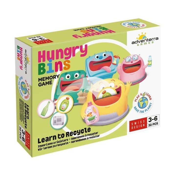 Jeux éducatifs - GEOMAG - Hungry Bins - Tri sélectif - Apprentissage des déchets - Association par couleur Jeux éducatifs - GEOMAG - Hungry Bins - Tri sélectif - Apprentissage des déchets - Association par couleur