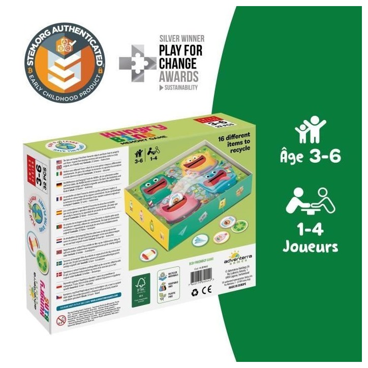Jeux éducatifs - GEOMAG - Hungry Bins - Tri sélectif - Apprentissage des déchets - Association par couleur Jeux éducatifs - GEOMAG - Hungry Bins - Tri sélectif - Apprentissage des déchets - Association par couleur