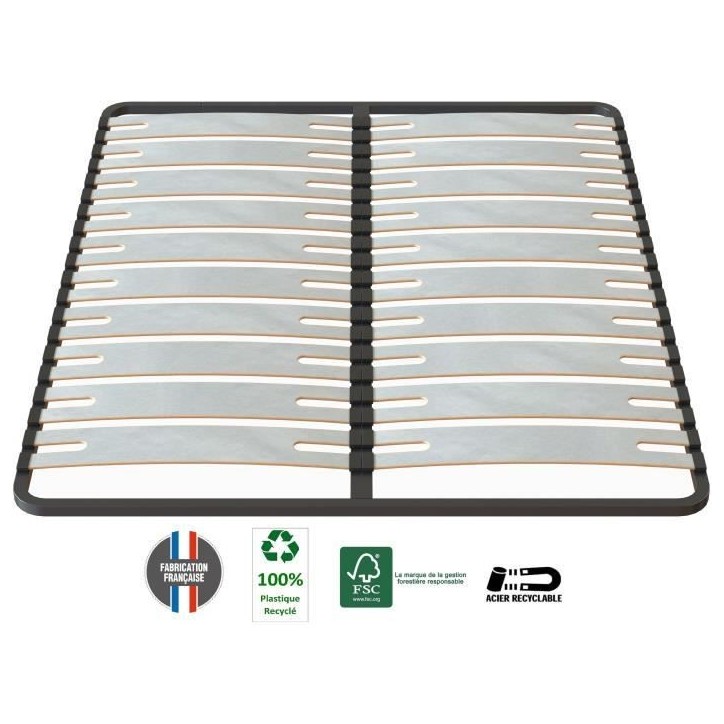 SEDAC Sommier OPTISIZE 160 x 200 - Cadre a lattes extra large 141mm de largeur SEDAC Sommier OPTISIZE 160 x 200 - Cadre a lattes extra large 141mm de largeur