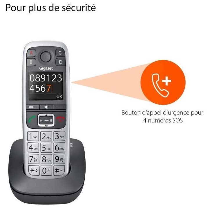 Gigaset Téléphone sans fil dect silver - giga e 560 silver Gigaset Téléphone sans fil dect silver - giga e 560 silver
