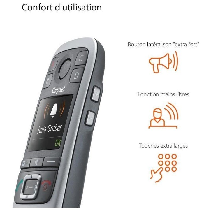 Gigaset Téléphone sans fil dect silver - giga e 560 silver Gigaset Téléphone sans fil dect silver - giga e 560 silver