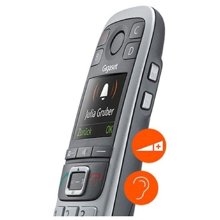 Gigaset Téléphone sans fils dect noir/argent avec répondeur - e560a Gigaset Téléphone sans fils dect noir/argent avec répondeur - e560a