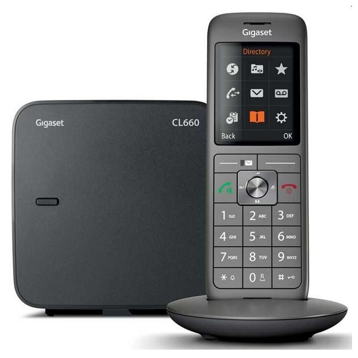 Téléphone Fixe sans fil - GIGASET CL 660 Duo Anthracite - Écran couleur rétroéclairé - Répertoire 400 contacts