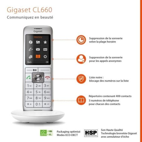 GIGASET Téléphone Fixe CL 660 Duo Blanc