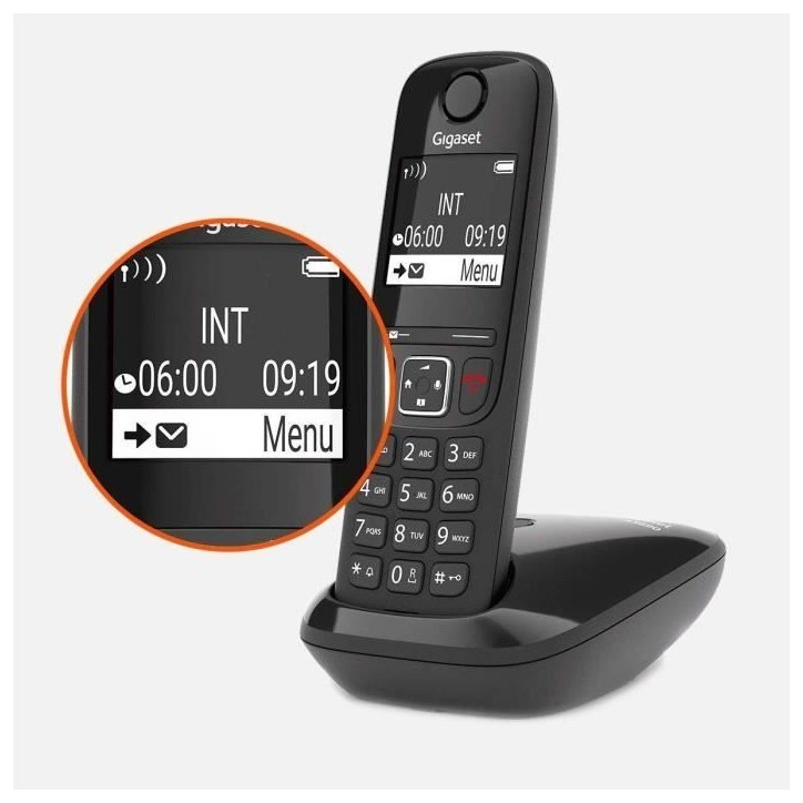 GIGASET Téléphone Fixe AS690 Noir GIGASET Téléphone Fixe AS690 Noir